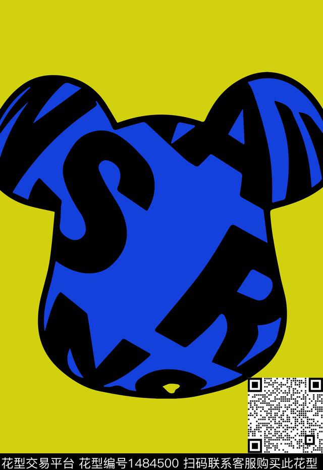 动物头格子黑白华亿平台数码印花华亿平台下载（图片编号: 1484500） - 瓦栏（Walan）