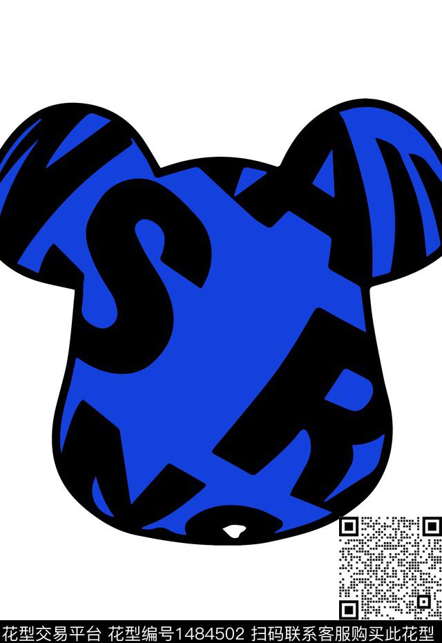 动物头格子黑白华亿平台数码印花华亿平台下载（图片编号: 1484502） - 瓦栏（Walan）