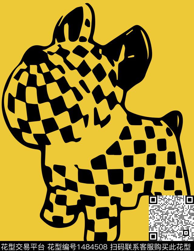 动物头格子卡通动物数码印花华亿平台下载（图片编号: 1484508） - 瓦栏（Walan）