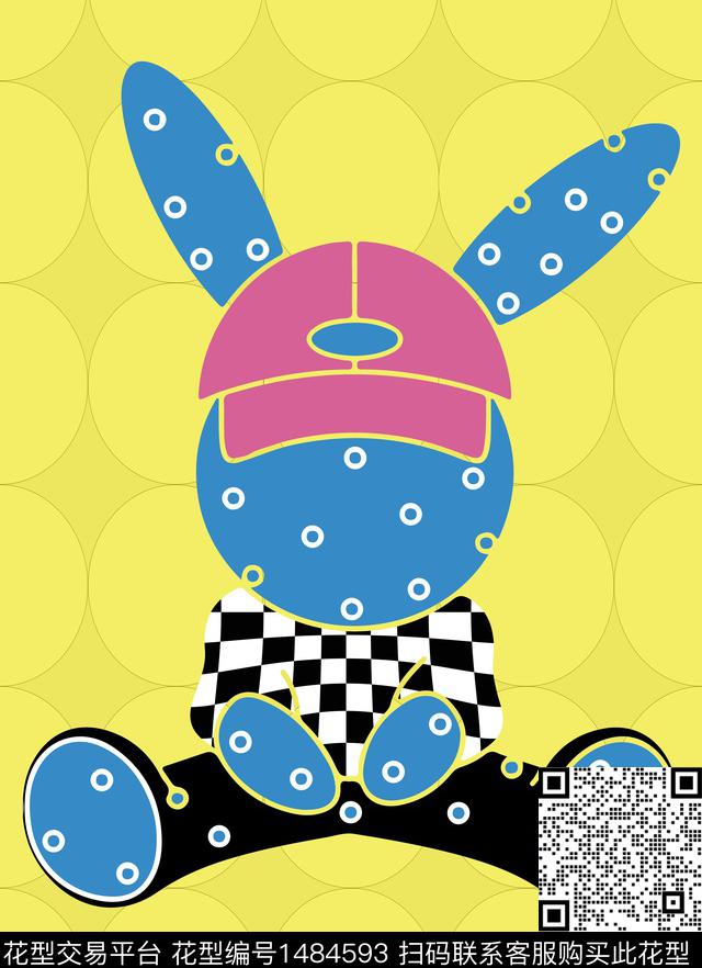 撞色动物头卡通动物数码印花华亿平台下载（图片编号: 1484593） - 瓦栏（Walan）