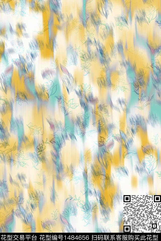 绿植树叶水彩肌理数码印花华亿平台下载（图片编号: 1484656） - 瓦栏（Walan）