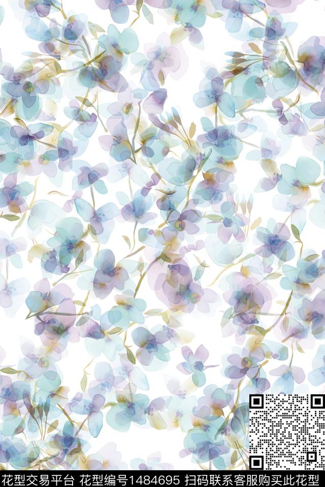 抽象花卉花卉大牌风数码印花华亿平台下载（图片编号: 1484695） - 瓦栏（Walan）