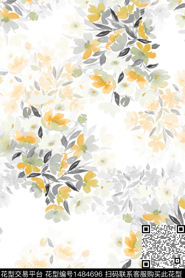 清爽底花卉花卉大牌风数码印花华亿平台下载（图片编号: 1484696） - 瓦栏（Walan）
