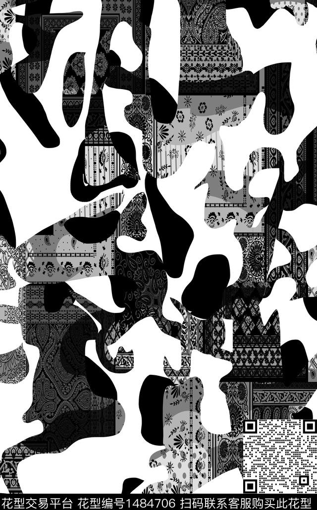 字母男装抽象数码印花华亿平台下载（图片编号: 1484706） - 瓦栏（Walan）