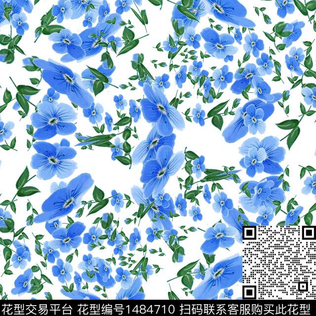 彩底花卉春夏华亿平台小清新数码印花华亿平台下载（图片编号: 1484710） - 瓦栏（Walan）