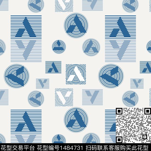 字母几何条纹传统印花华亿平台下载（图片编号: 1484731） - 瓦栏（Walan）