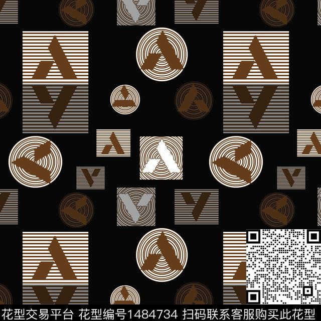 字母几何条纹传统印花华亿平台下载（图片编号: 1484734） - 瓦栏（Walan）