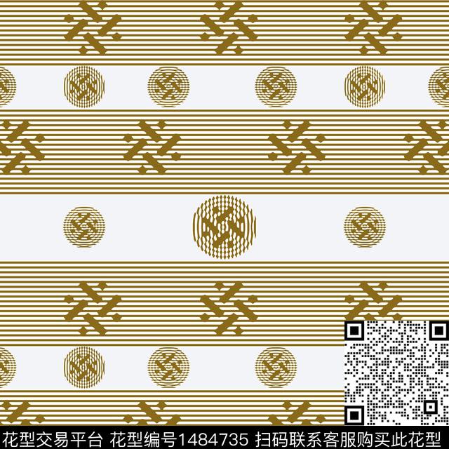 几何条纹圆环传统印花华亿平台下载（图片编号: 1484735） - 瓦栏（Walan）