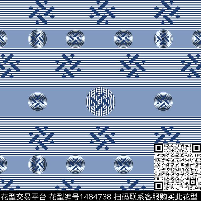 几何条纹圆环传统印花华亿平台下载（图片编号: 1484738） - 瓦栏（Walan）