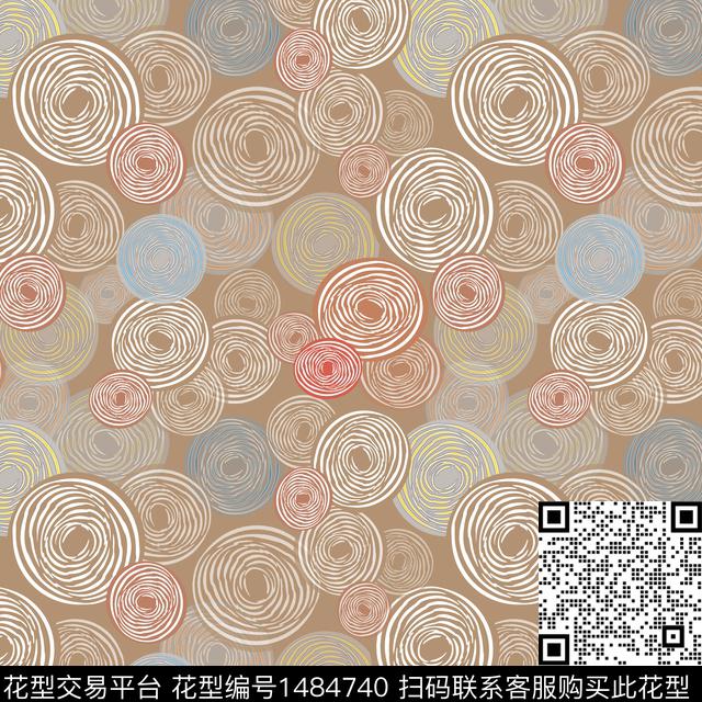 几何圆圈与波点圆环传统印花华亿平台下载（图片编号: 1484740） - 瓦栏（Walan）