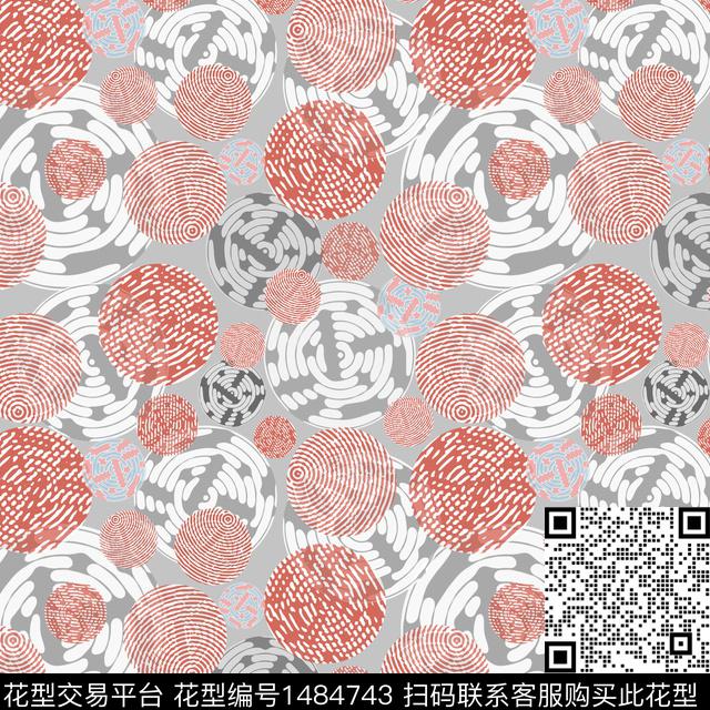 几何圆圈与波点环传统印花华亿平台下载（图片编号: 1484743） - 瓦栏（Walan）