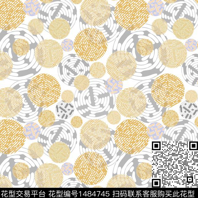 几何圆圈与波点环传统印花华亿平台下载（图片编号: 1484745） - 瓦栏（Walan）