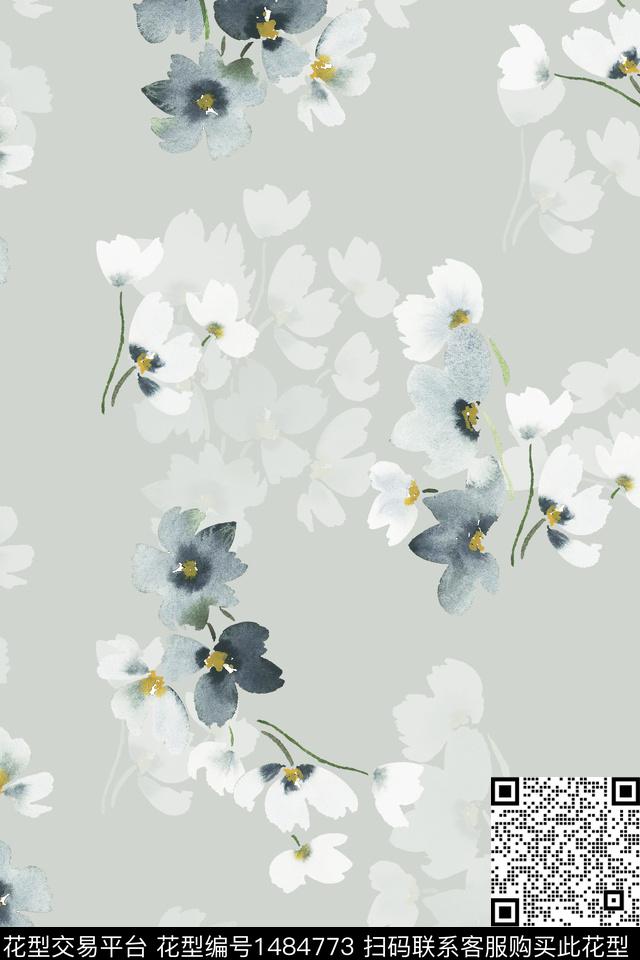 清爽底花卉花卉大牌风数码印花华亿平台下载（图片编号: 1484773） - 瓦栏（Walan）