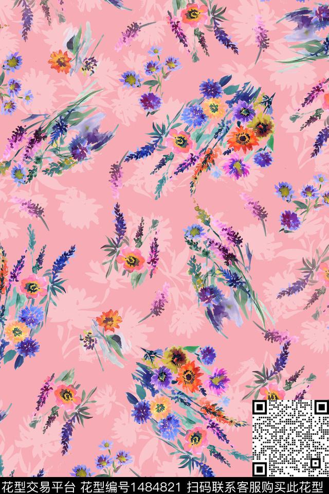 绿植树叶扎染华亿平台花卉数码印花华亿平台下载（图片编号: 1484821） - 瓦栏（Walan）