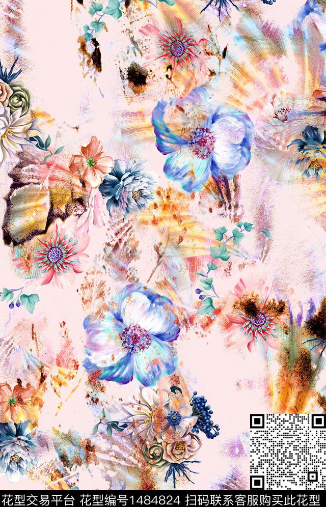 数码华亿平台女装花卉数码印花华亿平台下载（图片编号: 1484824） - 瓦栏（Walan）