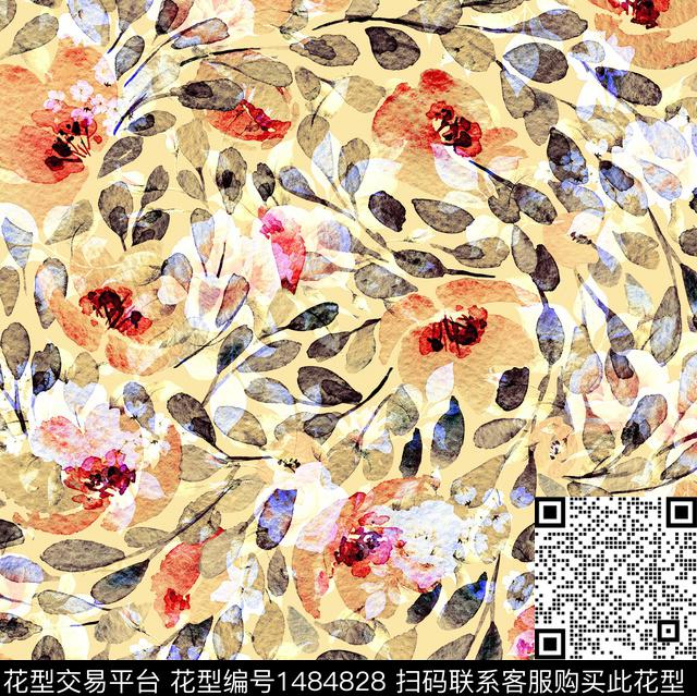 绿植树叶数码华亿平台女装数码印花华亿平台下载（图片编号: 1484828） - 瓦栏（Walan）