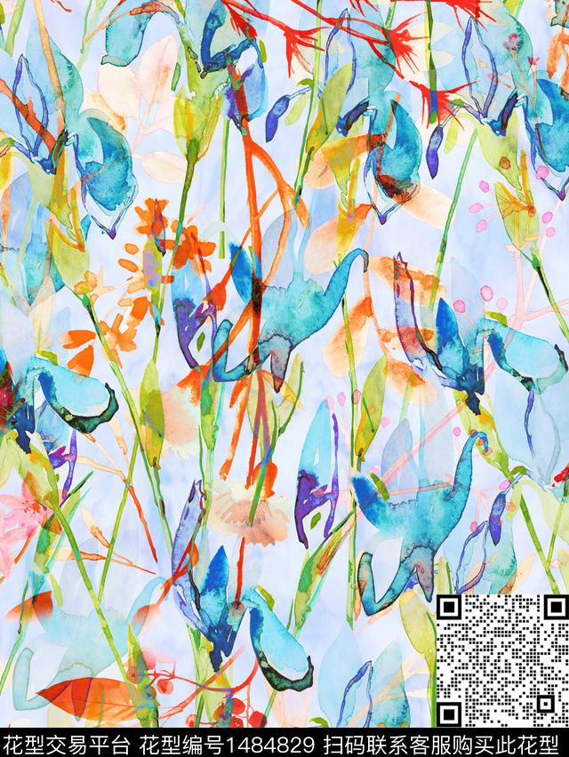 绿植树叶数码华亿平台女装数码印花华亿平台下载（图片编号: 1484829） - 瓦栏（Walan）