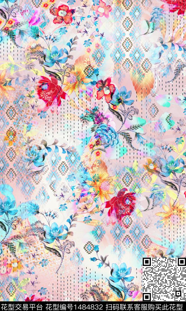 绿植树叶数码华亿平台女装数码印花华亿平台下载（图片编号: 1484832） - 瓦栏（Walan）