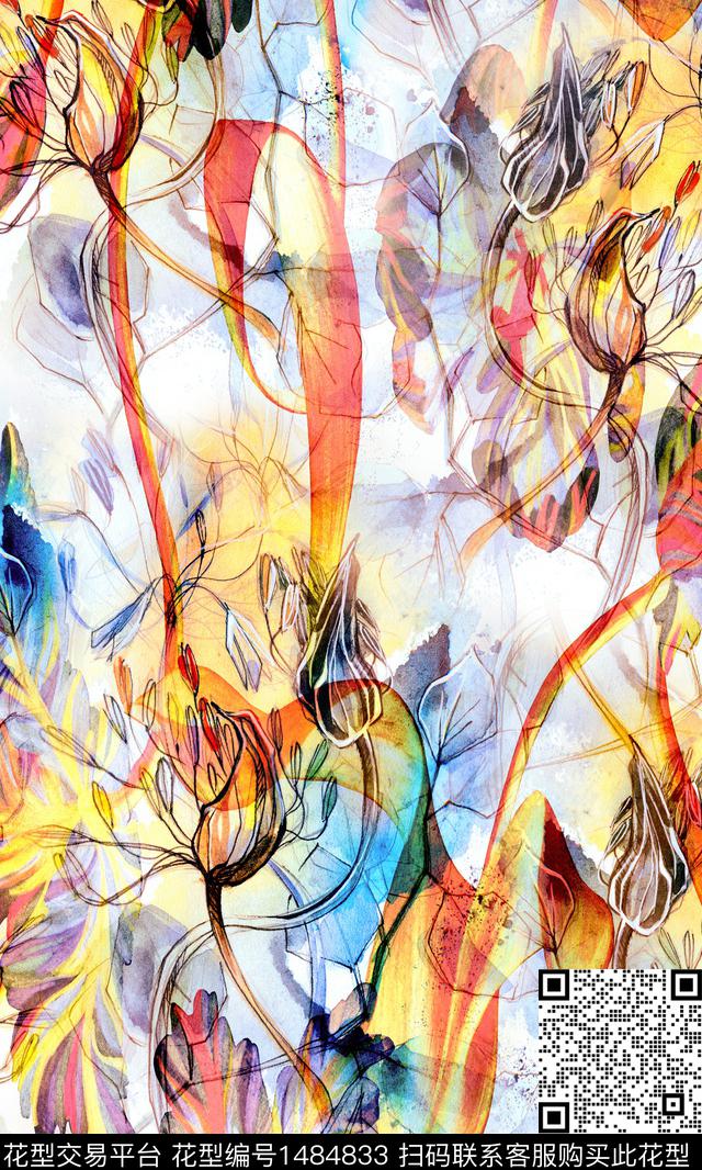 绿植树叶数码华亿平台女装数码印花华亿平台下载（图片编号: 1484833） - 瓦栏（Walan）