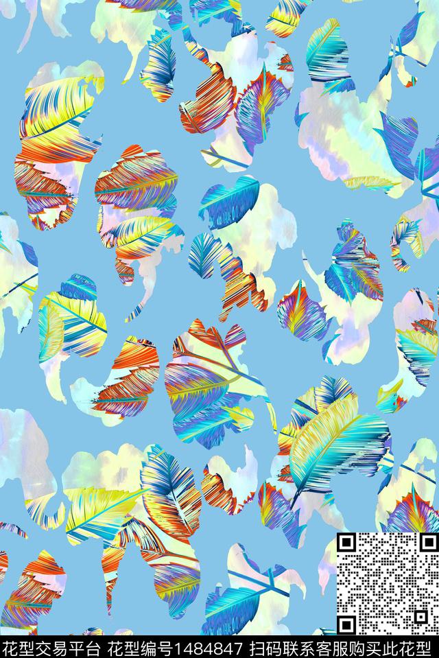 数码华亿平台女装抽象数码印花华亿平台下载（图片编号: 1484847） - 瓦栏（Walan）