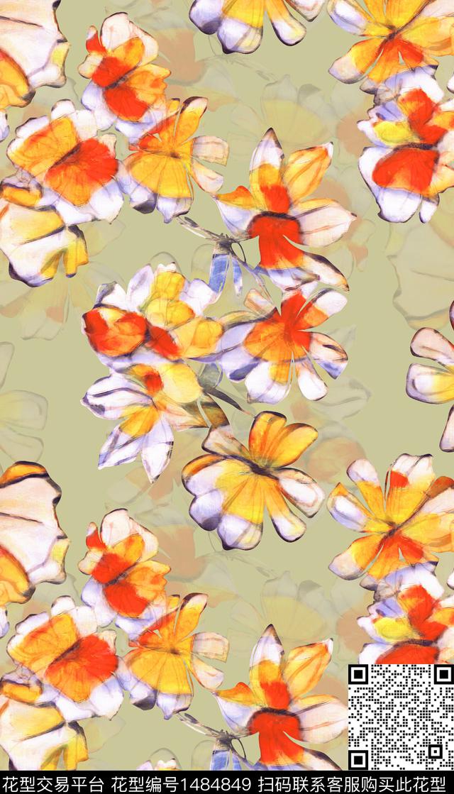 数码华亿平台女装花卉数码印花华亿平台下载（图片编号: 1484849） - 瓦栏（Walan）