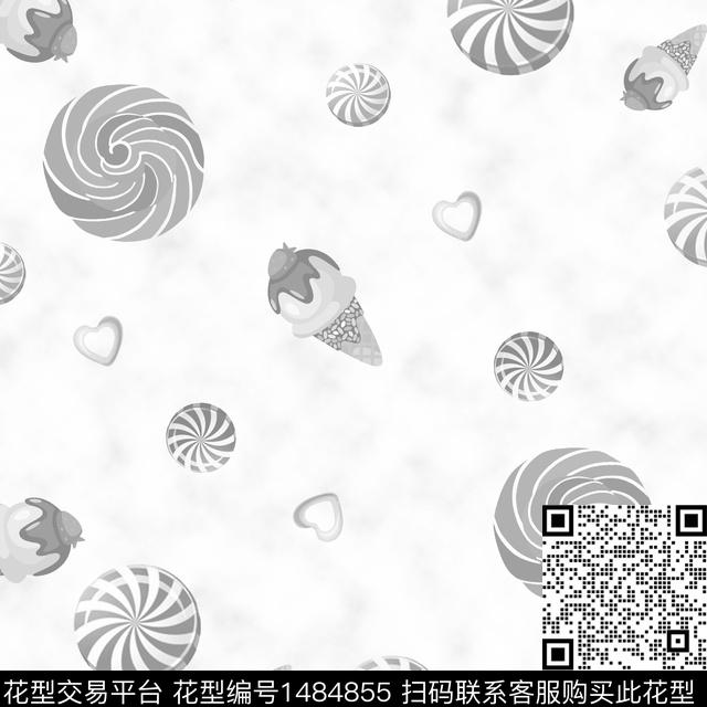 小清新趣味冰激凌数码印花华亿平台下载（图片编号: 1484855） - 瓦栏（Walan）