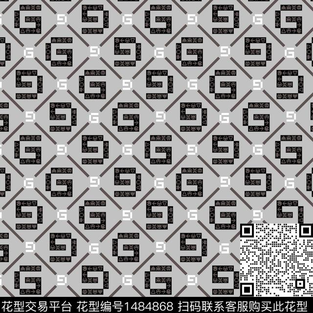 几何格子字母数码印花华亿平台下载（图片编号: 1484868） - 瓦栏（Walan）