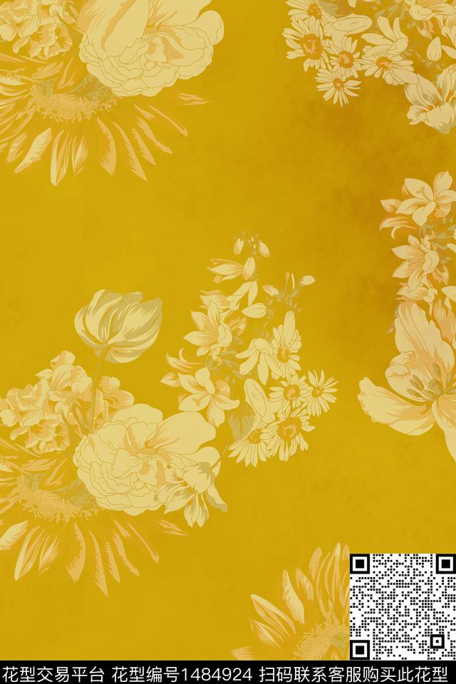 花卉大花中老年数码印花华亿平台下载（图片编号: 1484924） - 瓦栏（Walan）