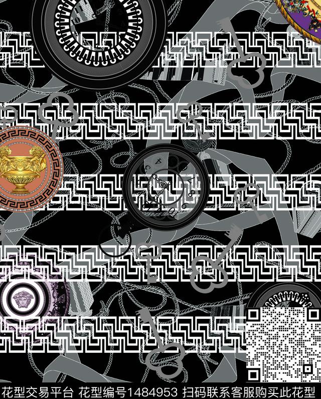 圆形民族风大牌风数码印花华亿平台下载（图片编号: 1484953） - 瓦栏（Walan）