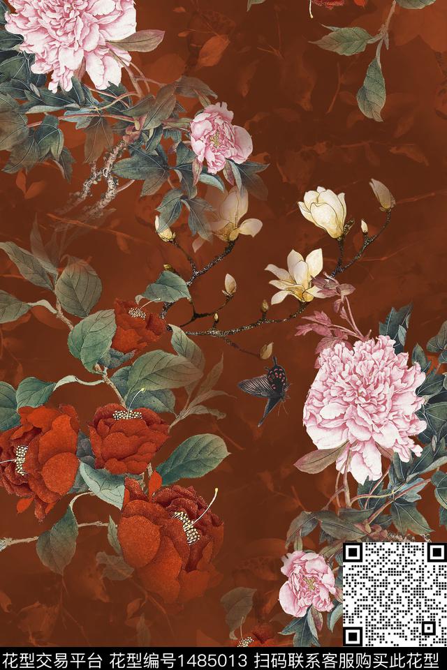 底纹花卉中老年数码印花华亿平台下载（图片编号: 1485013） - 瓦栏（Walan）