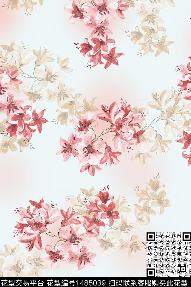 水彩绿植树叶大牌风数码印花华亿平台下载（图片编号: 1485039） - 瓦栏（Walan）