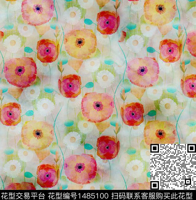 绿植树叶数码华亿平台女装数码印花华亿平台下载（图片编号: 1485100） - 瓦栏（Walan）