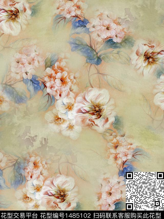 绿植树叶数码华亿平台女装数码印花华亿平台下载（图片编号: 1485102） - 瓦栏（Walan）