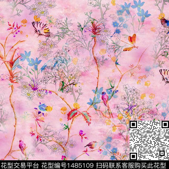 绿植树叶数码华亿平台女装数码印花华亿平台下载（图片编号: 1485109） - 瓦栏（Walan）