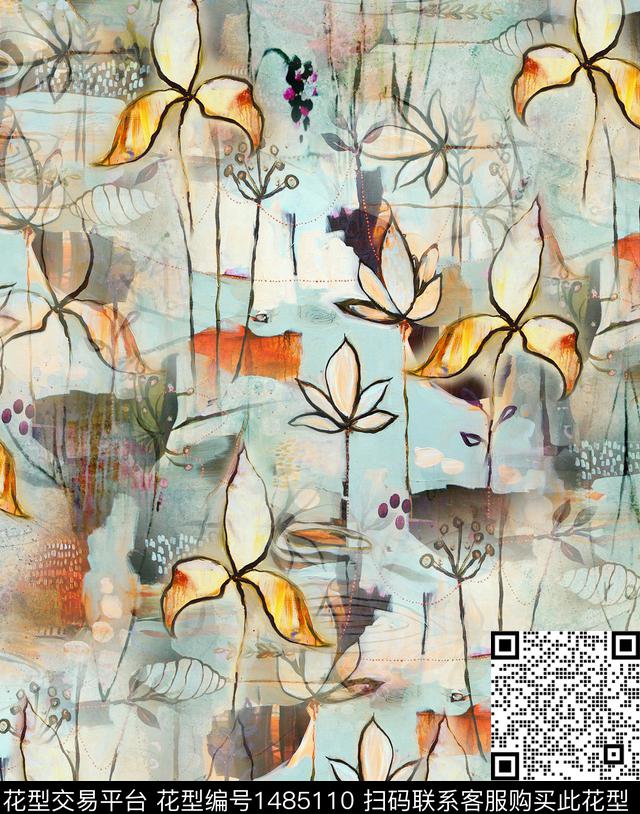 绿植树叶数码华亿平台女装数码印花华亿平台下载（图片编号: 1485110） - 瓦栏（Walan）