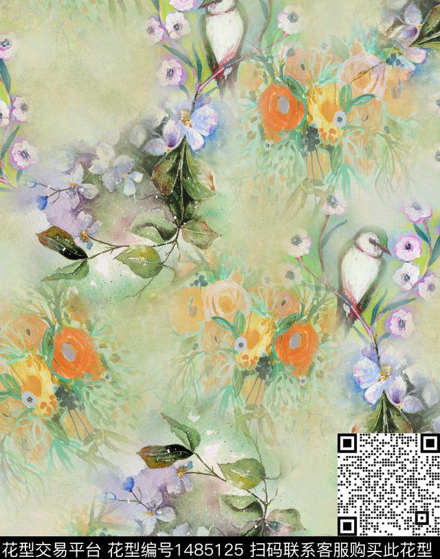 绿植树叶数码华亿平台女装数码印花华亿平台下载（图片编号: 1485125） - 瓦栏（Walan）