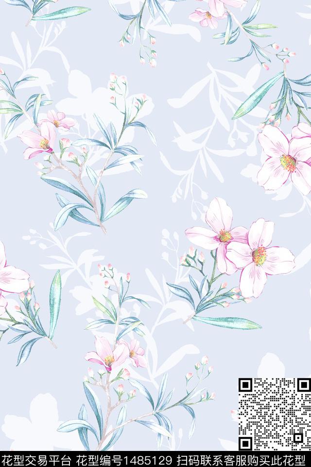 花卉小清新真丝数码印花华亿平台下载（图片编号: 1485129） - 瓦栏（Walan）