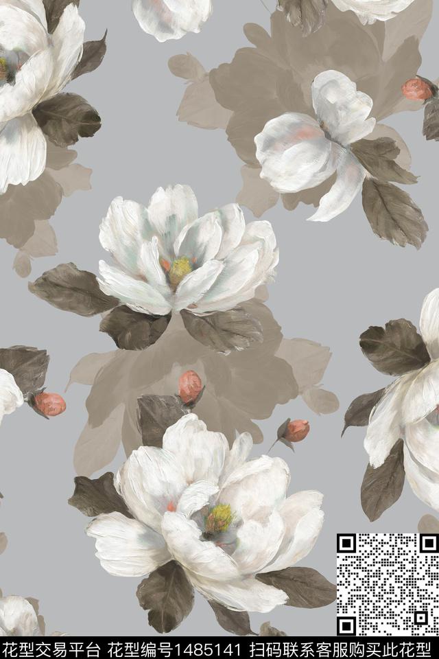 花卉大牌风小清新数码印花华亿平台下载（图片编号: 1485141） - 瓦栏（Walan）