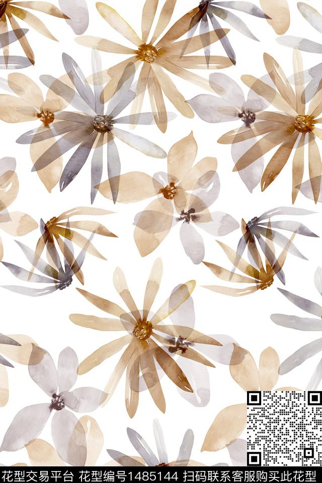 花卉大牌风小清新数码印花华亿平台下载（图片编号: 1485144） - 瓦栏（Walan）