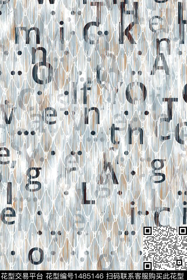 字母男装抽象数码印花华亿平台下载（图片编号: 1485146） - 瓦栏（Walan）