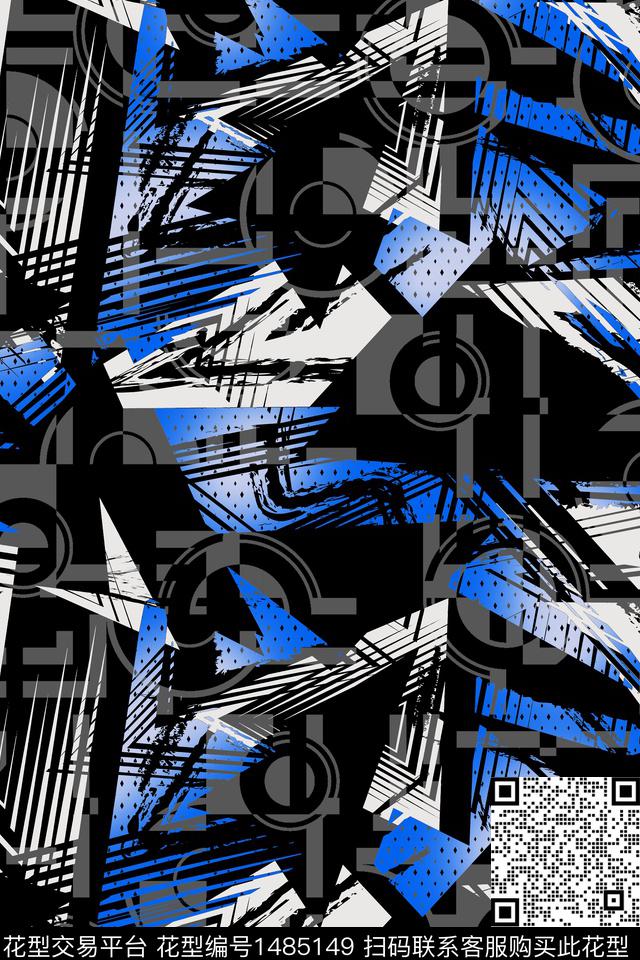 几何时尚男装数码印花华亿平台下载（图片编号: 1485149） - 瓦栏（Walan）