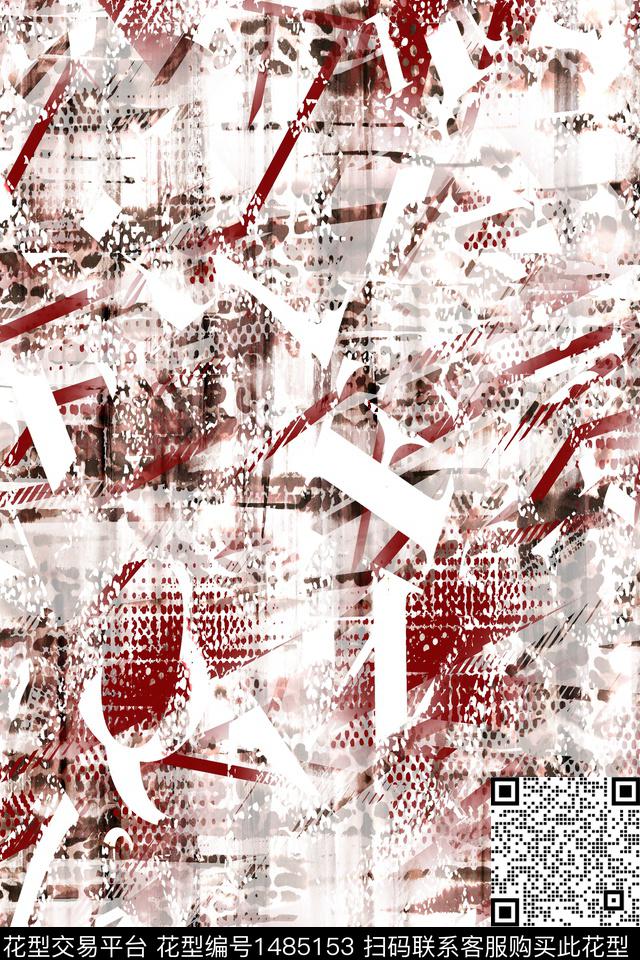 时尚男装抽象数码印花华亿平台下载（图片编号: 1485153） - 瓦栏（Walan）