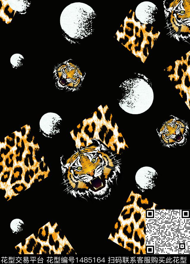 几何男装满版花动物头数码印花华亿平台下载（图片编号: 1485164） - 瓦栏（Walan）