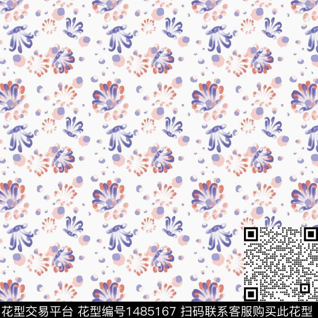 手绘小碎花圆圈与波点数码印花华亿平台下载（图片编号: 1485167） - 瓦栏（Walan）