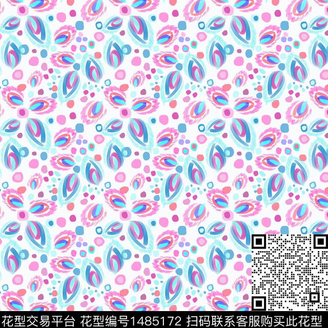 几何手绘圆圈与波点数码印花华亿平台下载（图片编号: 1485172） - 瓦栏（Walan）