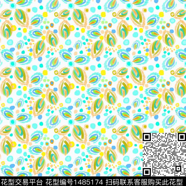 几何手绘圆圈与波点数码印花华亿平台下载（图片编号: 1485174） - 瓦栏（Walan）