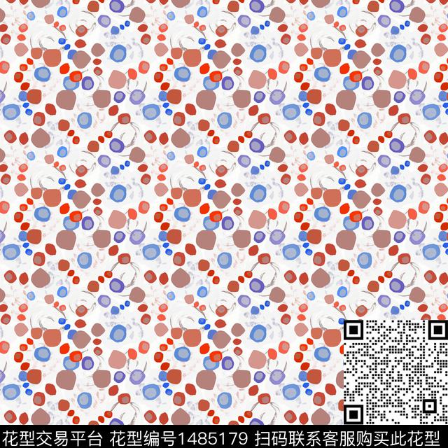 几何手绘圆圈与波点数码印花华亿平台下载（图片编号: 1485179） - 瓦栏（Walan）