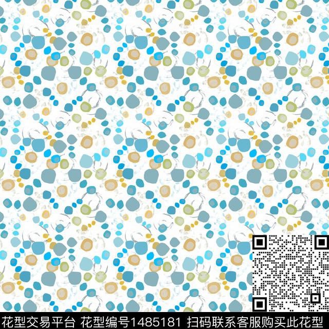 几何手绘圆圈与波点数码印花华亿平台下载（图片编号: 1485181） - 瓦栏（Walan）