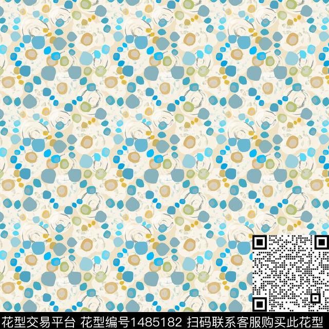 几何手绘圆圈与波点数码印花华亿平台下载（图片编号: 1485182） - 瓦栏（Walan）