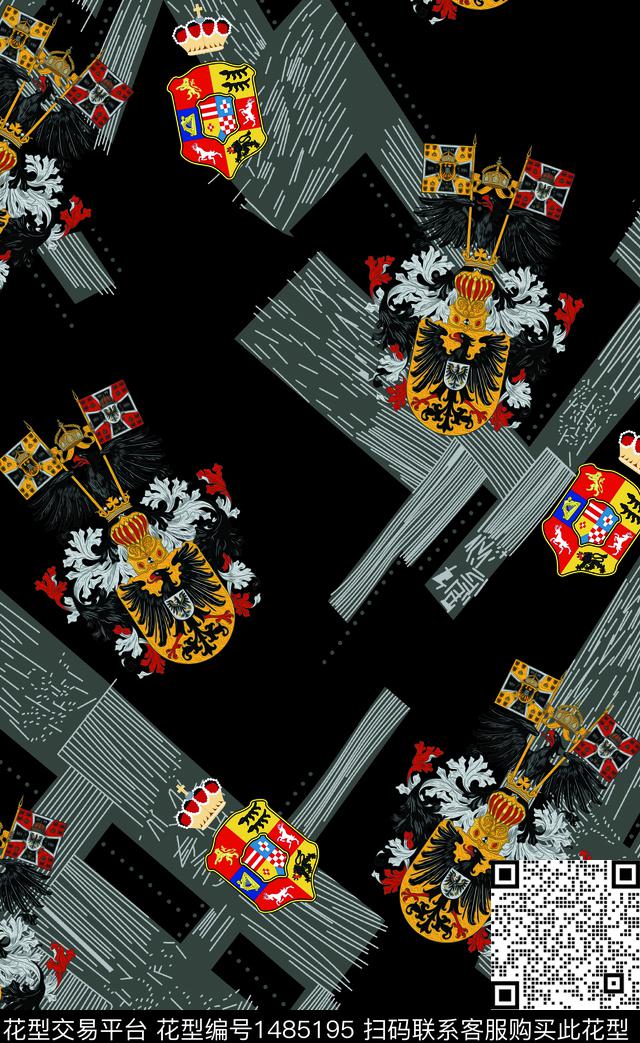 几何男装满版花动物头数码印花华亿平台下载（图片编号: 1485195） - 瓦栏（Walan）